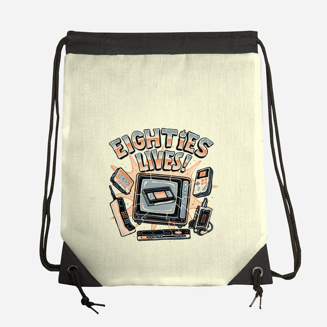 Eighties Lives-None-Drawstring-Bag-glitchygorilla