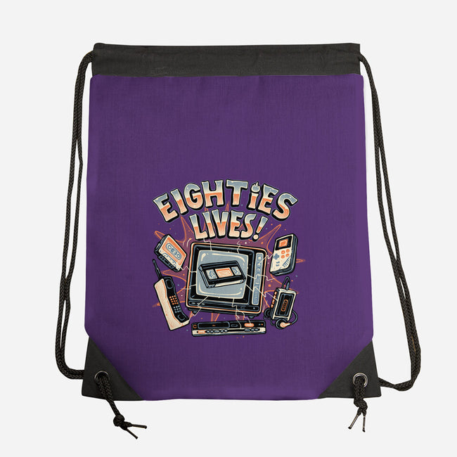 Eighties Lives-None-Drawstring-Bag-glitchygorilla