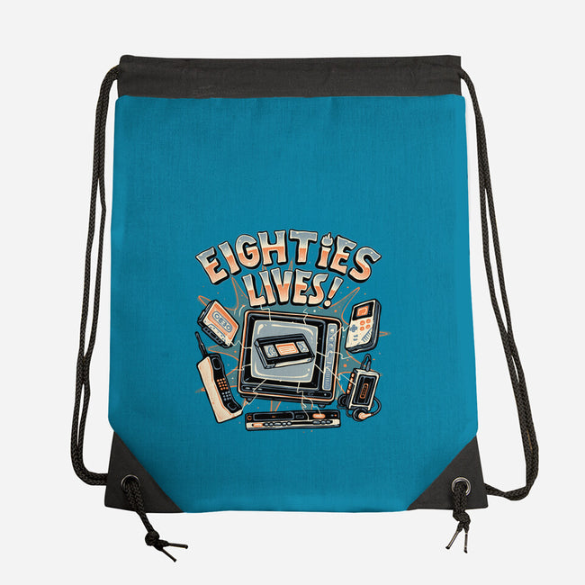 Eighties Lives-None-Drawstring-Bag-glitchygorilla