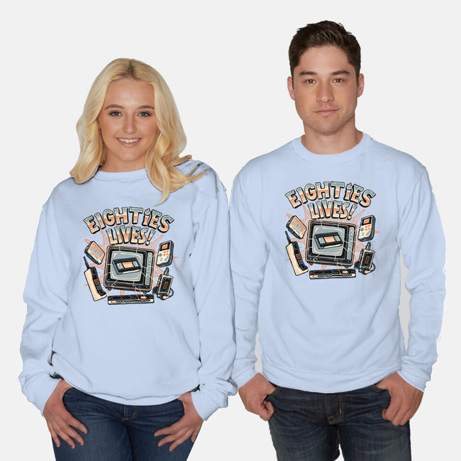 Eighties Lives-Unisex-Crew Neck-Sweatshirt-glitchygorilla