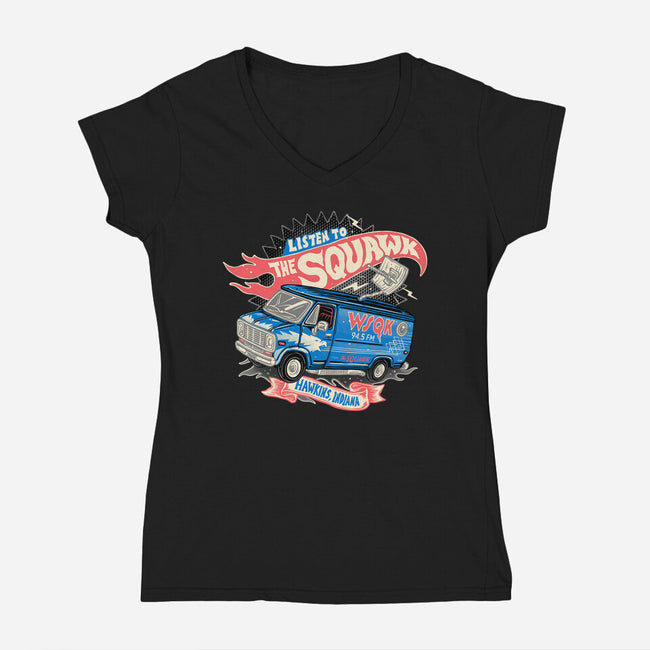 The Hometown Radio-Womens-V-Neck-Tee-glitchygorilla