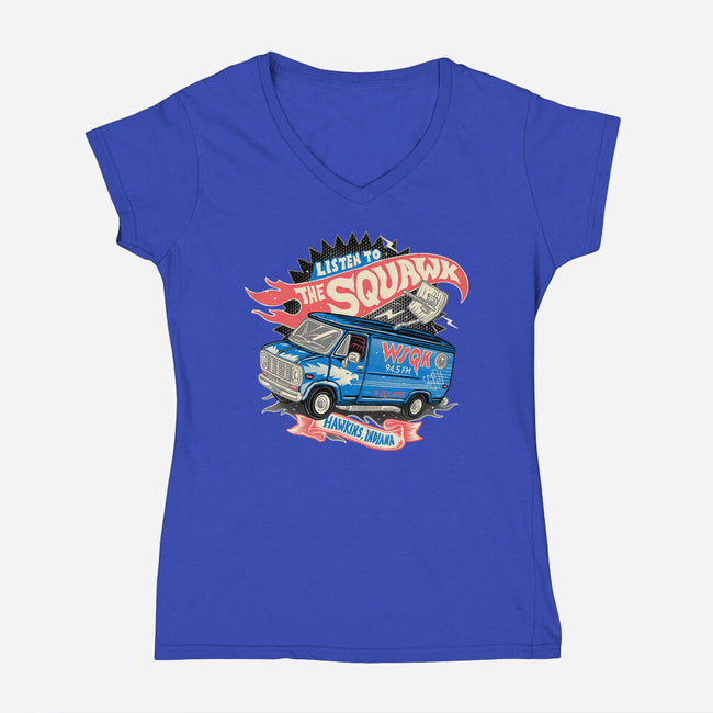 The Hometown Radio-Womens-V-Neck-Tee-glitchygorilla