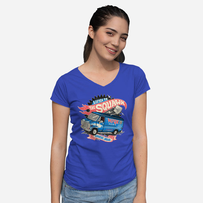 The Hometown Radio-Womens-V-Neck-Tee-glitchygorilla