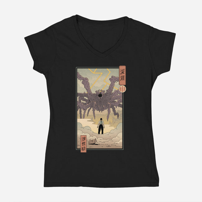 Strange Abyss-Womens-V-Neck-Tee-vp021
