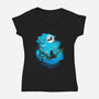 Sumi-E Night Delivery Service-Womens-V-Neck-Tee-kharmazero