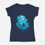 Sumi-E Night Delivery Service-Womens-V-Neck-Tee-kharmazero