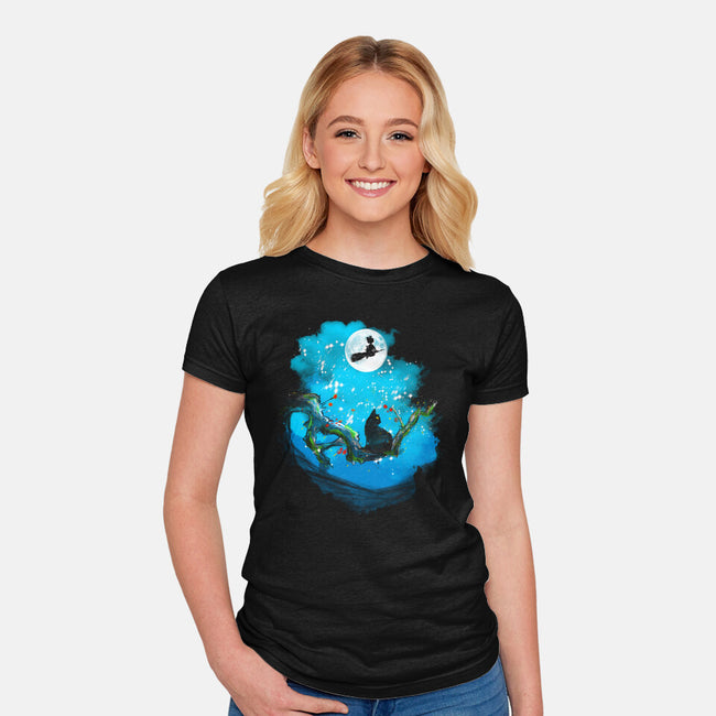 Sumi-E Night Delivery Service-Womens-Fitted-Tee-kharmazero