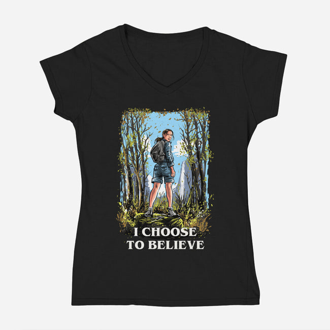 I Choose To Believe-Womens-V-Neck-Tee-zascanauta
