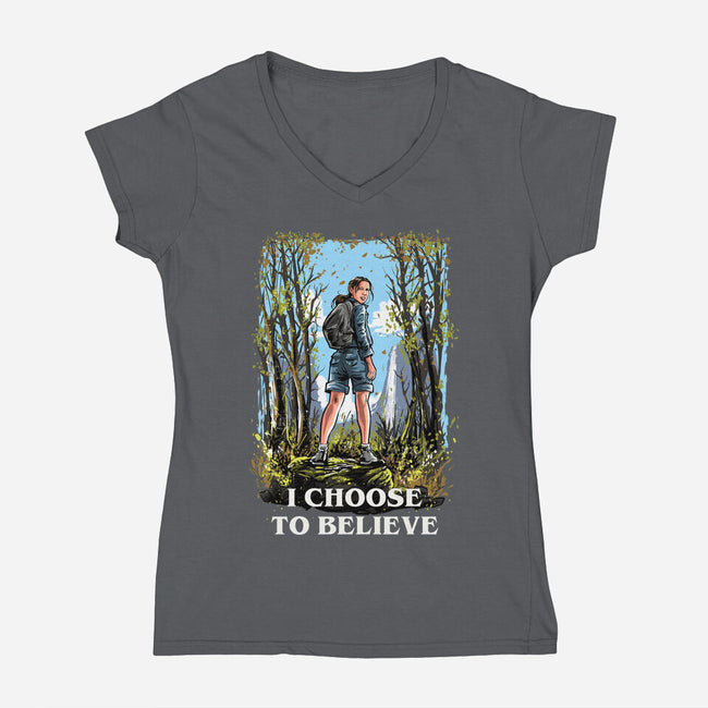 I Choose To Believe-Womens-V-Neck-Tee-zascanauta