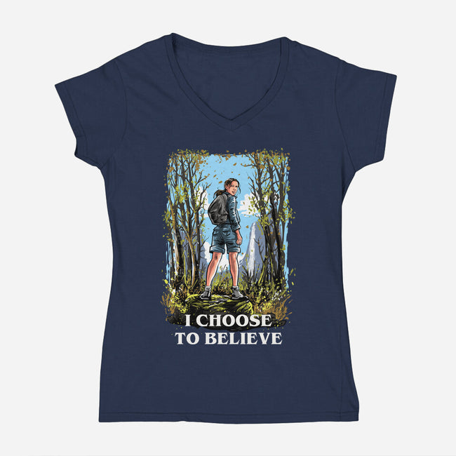 I Choose To Believe-Womens-V-Neck-Tee-zascanauta