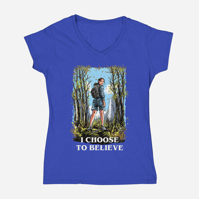 I Choose To Believe-Womens-V-Neck-Tee-zascanauta