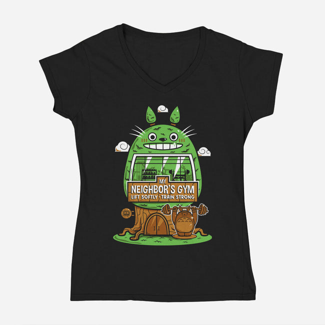 My Neighbor's Gym-Womens-V-Neck-Tee-krisren28