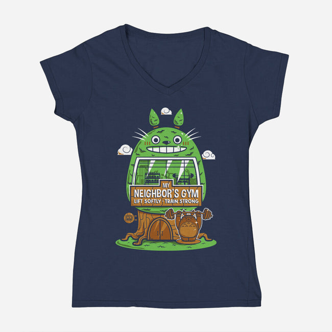 My Neighbor's Gym-Womens-V-Neck-Tee-krisren28