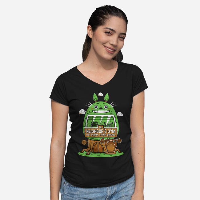 My Neighbor's Gym-Womens-V-Neck-Tee-krisren28
