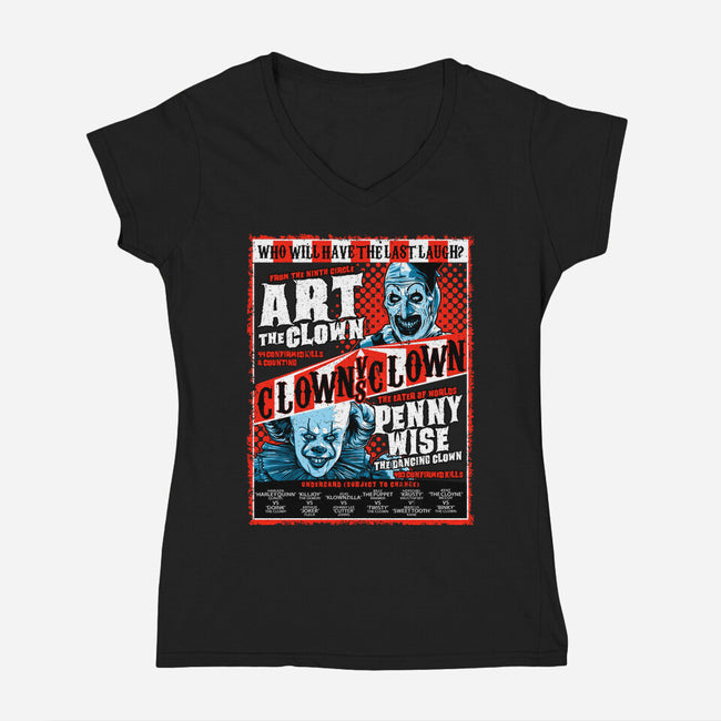 Clown Vs Clown-Womens-V-Neck-Tee-goodidearyan