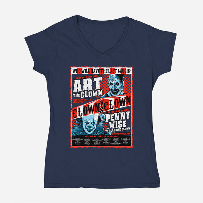 Clown Vs Clown-Womens-V-Neck-Tee-goodidearyan