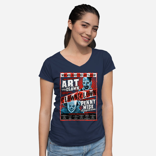 Clown Vs Clown-Womens-V-Neck-Tee-goodidearyan