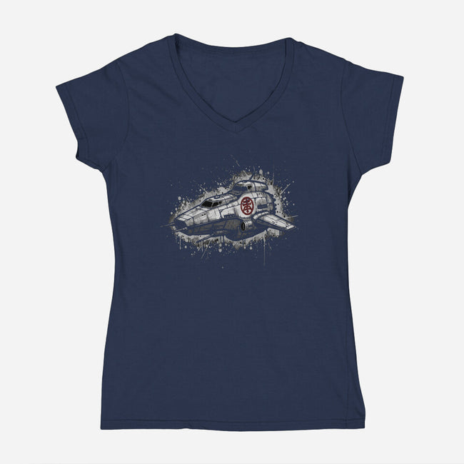 Space Cowboy's Ride-Womens-V-Neck-Tee-LILIVIA