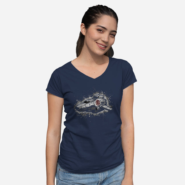 Space Cowboy's Ride-Womens-V-Neck-Tee-LILIVIA