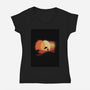 Binary Sunset-Womens-V-Neck-Tee-LILIVIA