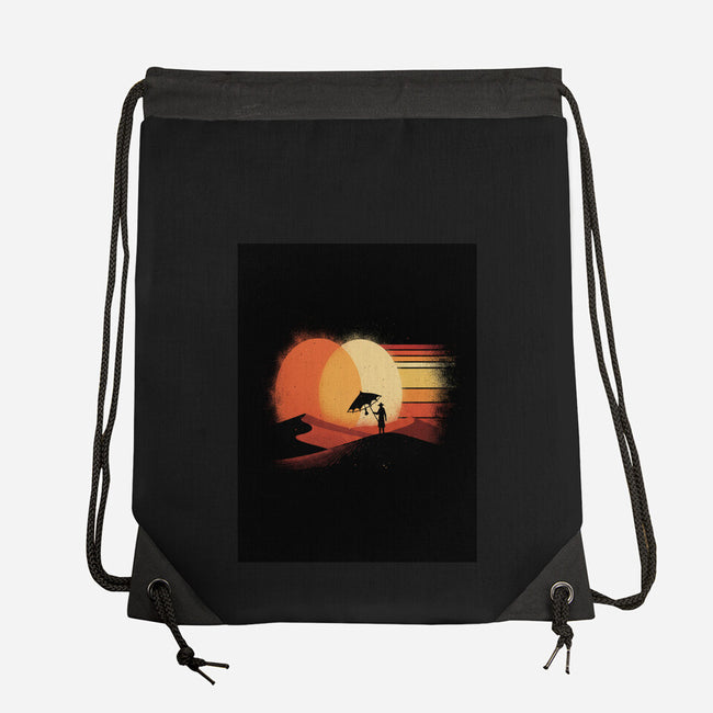 Binary Sunset-None-Drawstring-Bag-LILIVIA