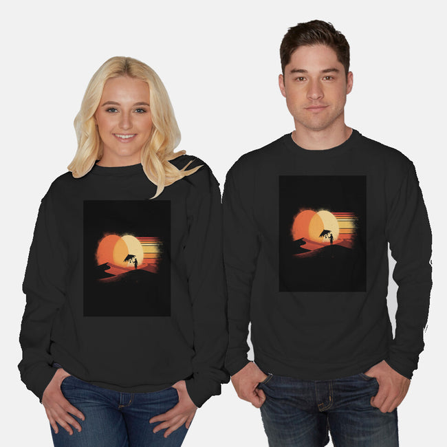Binary Sunset-Unisex-Crew Neck-Sweatshirt-LILIVIA