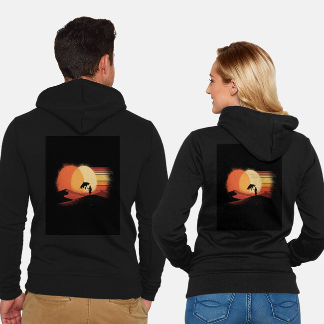 Binary Sunset-Unisex-Zip-Up-Sweatshirt-LILIVIA