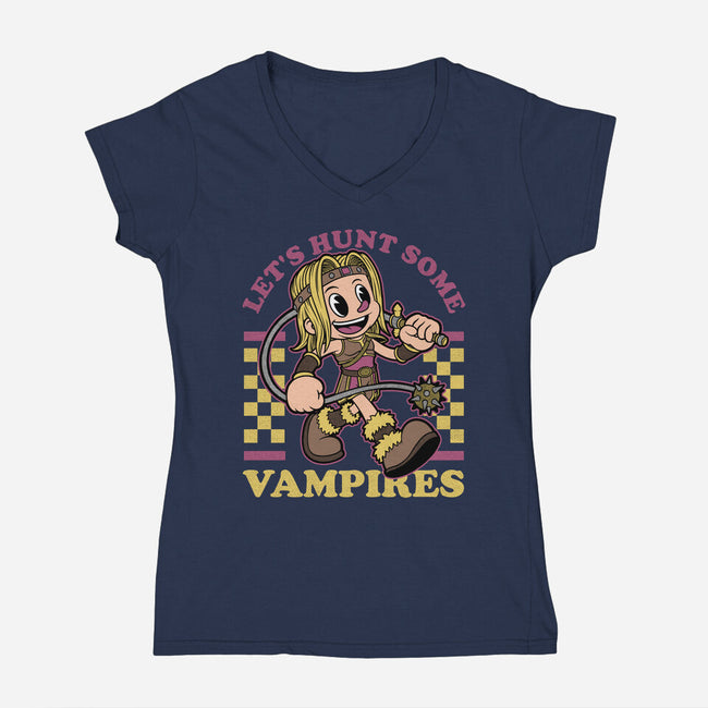 Game Mascot Vampire Hunter-Womens-V-Neck-Tee-Studio Mootant
