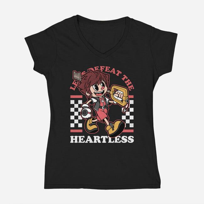 Game Mascot Hearts Key-Womens-V-Neck-Tee-Studio Mootant