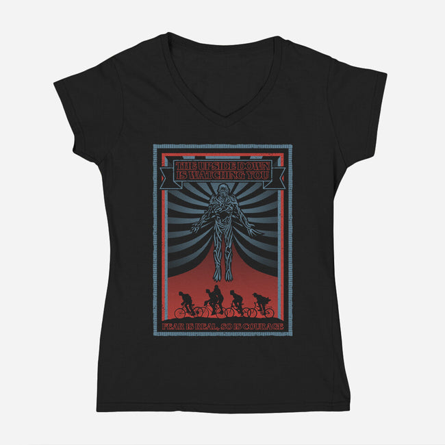 The Upside Down Is Watching You-Womens-V-Neck-Tee-NMdesign