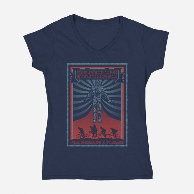 The Upside Down Is Watching You-Womens-V-Neck-Tee-NMdesign