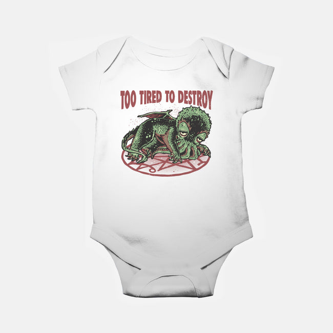 Too Tired To Destroy-Baby-Basic-Onesie-glitchygorilla