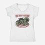 Too Tired To Destroy-Womens-V-Neck-Tee-glitchygorilla
