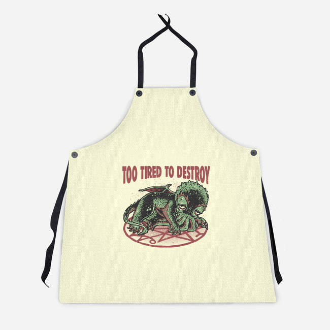 Too Tired To Destroy-Unisex-Kitchen-Apron-glitchygorilla