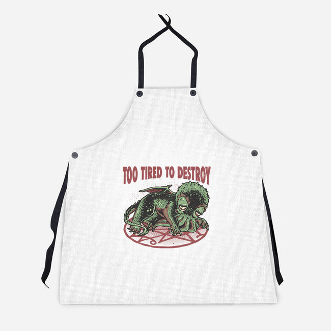 Too Tired To Destroy-Unisex-Kitchen-Apron-glitchygorilla