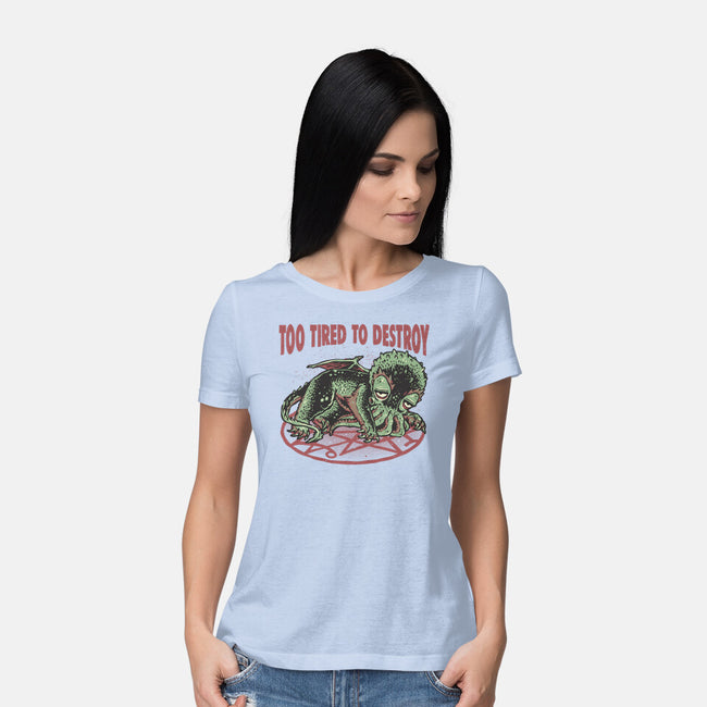 Too Tired To Destroy-Womens-Basic-Tee-glitchygorilla