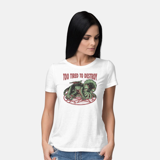Too Tired To Destroy-Womens-Basic-Tee-glitchygorilla