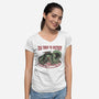 Too Tired To Destroy-Womens-V-Neck-Tee-glitchygorilla