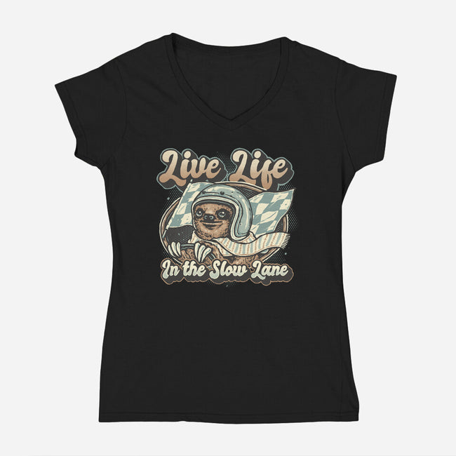 Live Life In The Slow Lane-Womens-V-Neck-Tee-glitchygorilla