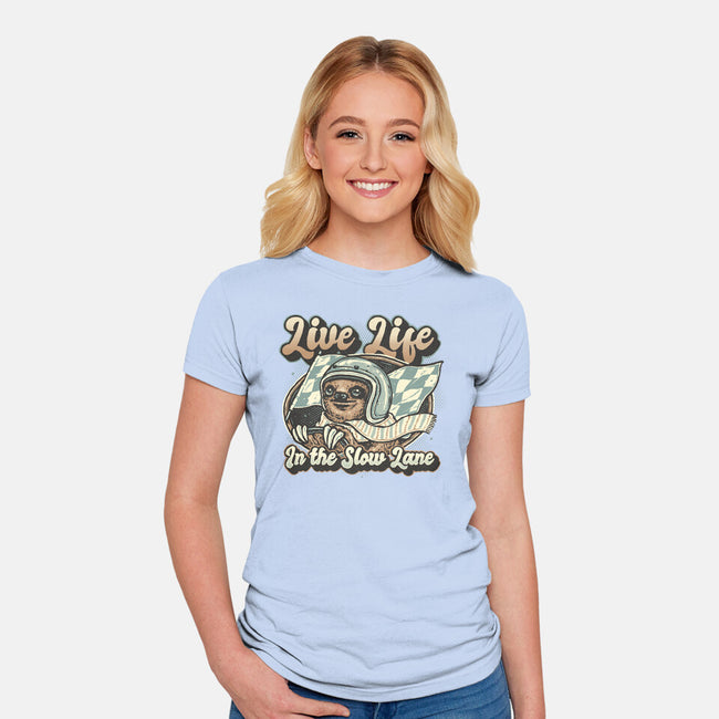 Live Life In The Slow Lane-Womens-Fitted-Tee-glitchygorilla