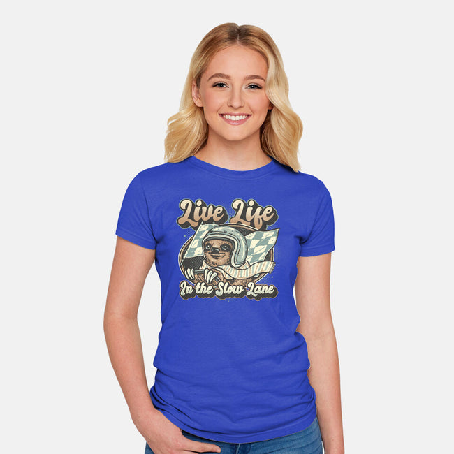 Live Life In The Slow Lane-Womens-Fitted-Tee-glitchygorilla