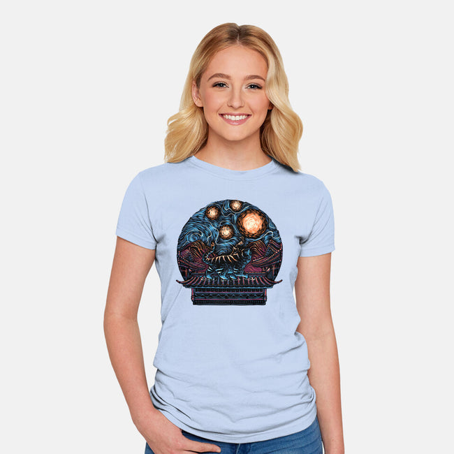 Glow Of The Honmoon-Womens-Fitted-Tee-glitchygorilla