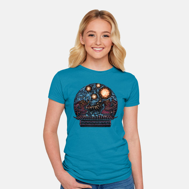 Glow Of The Honmoon-Womens-Fitted-Tee-glitchygorilla