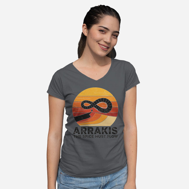 The Spice Sands Of Arrakis-Womens-V-Neck-Tee-LILIVIA