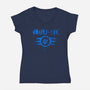Vault Tec Vintage-Womens-V-Neck-Tee-rocketman_art