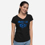 Vault Tec Vintage-Womens-V-Neck-Tee-rocketman_art