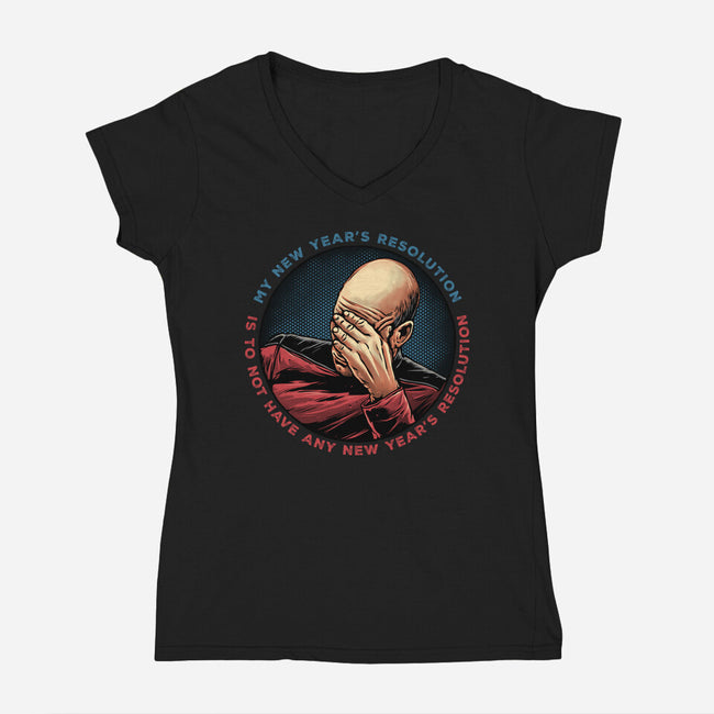No New Year’s Resolution-Womens-V-Neck-Tee-glitchygorilla
