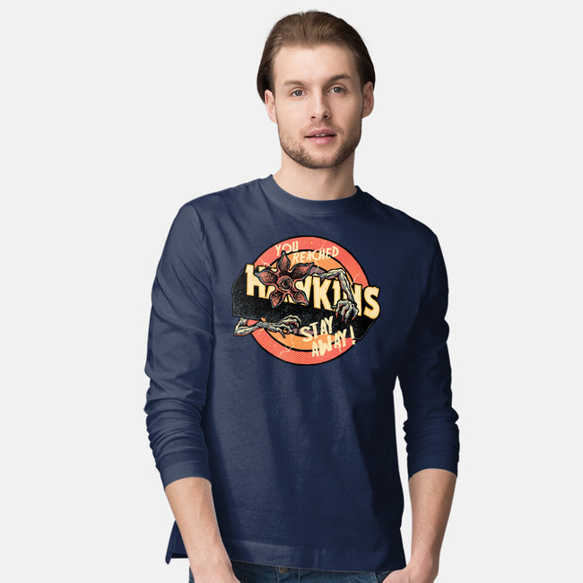 Stay Away From Hawkins-Mens-Long Sleeved-Tee-glitchygorilla