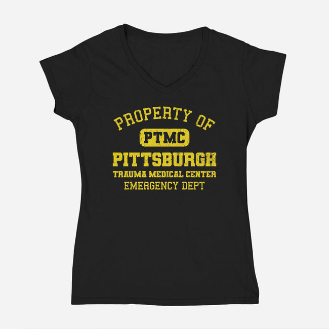 Pittsburgh Trauma Medical Center-Womens-V-Neck-Tee-kg07