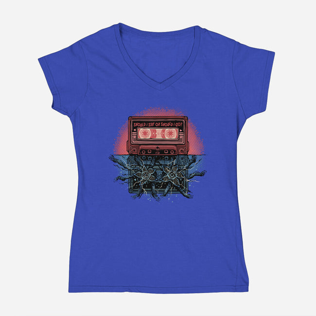 Strange Music-Womens-V-Neck-Tee-glitchygorilla